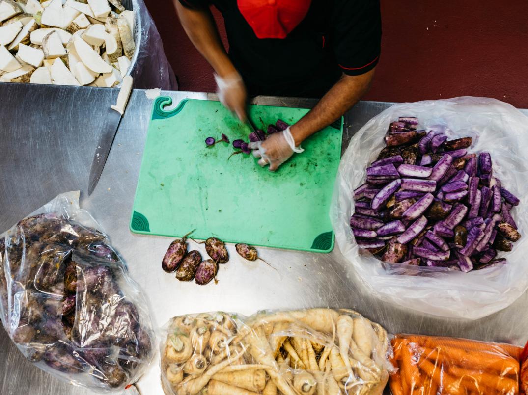 Chopping veggies